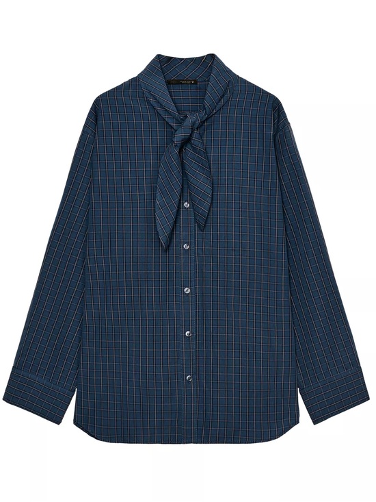 Zara Tops - Zara Plaid Cotton Handkerchief Shirt - Checkered Tie Button-Up - Check Scarf Top